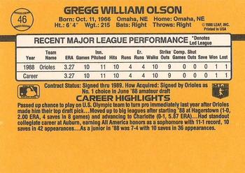 1989 Donruss #46 Gregg Olson Back