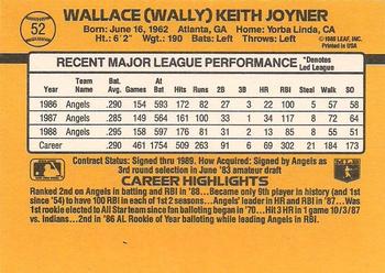 1989 Donruss #52 Wally Joyner Back
