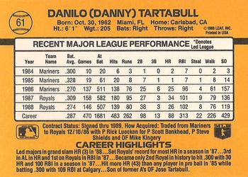 1989 Donruss #61 Danny Tartabull Back