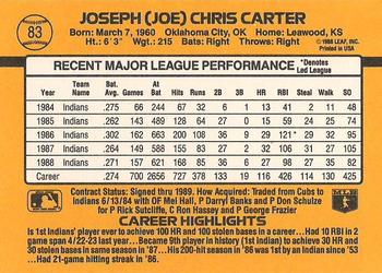 1989 Donruss #83 Joe Carter Back