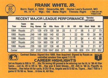 1989 Donruss #85 Frank White Back