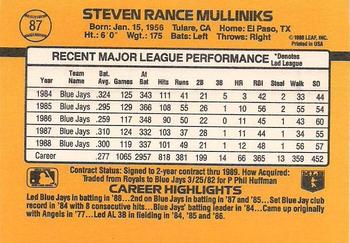 1989 Donruss #87 Rance Mulliniks Back