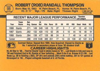 1989 Donruss #98 Rob Thompson Back