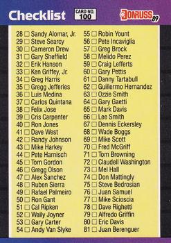 1989 Donruss #100 Checklist: 28-137 Front