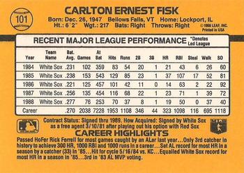 1989 Donruss #101 Carlton Fisk Back