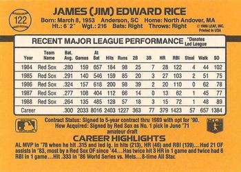 1989 Donruss #122 Jim Rice Back