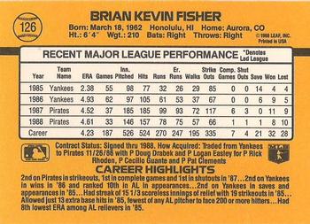 1989 Donruss #126 Brian Fisher Back