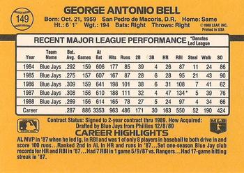 1989 Donruss #149 George Bell Back