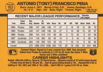1989 Donruss #163 Tony Pena Back