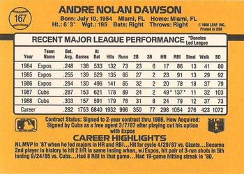 1989 Donruss #167 Andre Dawson Back