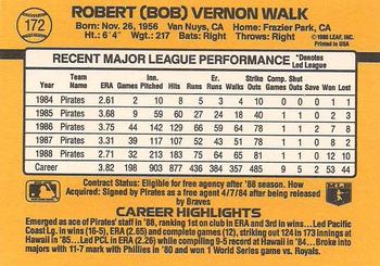1989 Donruss #172 Bob Walk Back