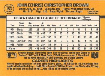 1989 Donruss #183 Chris Brown Back