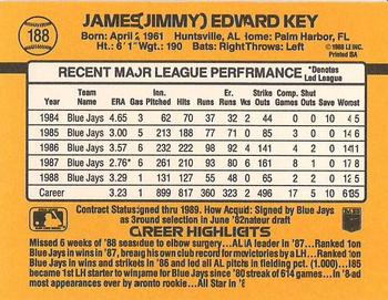 1989 Donruss #188 Jimmy Key Back