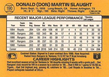 1989 Donruss #190 Don Slaught Back