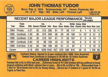 1989 Donruss #195 John Tudor Back
