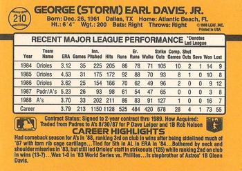 1989 Donruss #210 Storm Davis Back