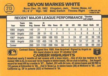 1989 Donruss #213 Devon White Back