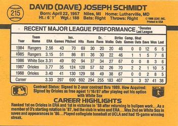 1989 Donruss #215 Dave Schmidt Back