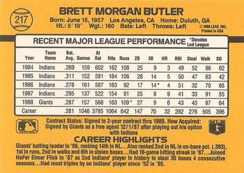1989 Donruss #217 Brett Butler Back