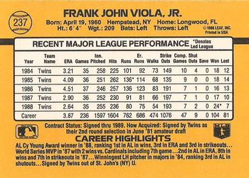 1989 Donruss #237 Frank Viola Back