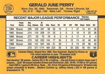 1989 Donruss #239 Gerald Perry Back
