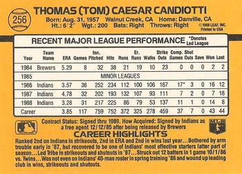 1989 Donruss #256 Tom Candiotti Back