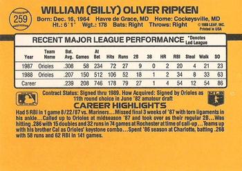 1989 Donruss #259 Billy Ripken Back