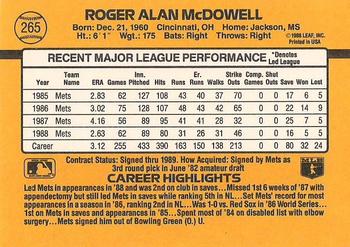 1989 Donruss #265 Roger McDowell Back