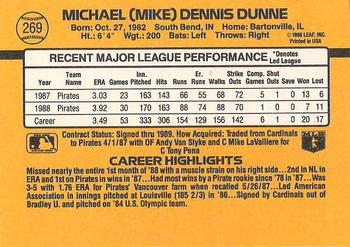 1989 Donruss #269 Mike Dunne Back