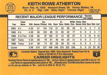 1989 Donruss #273 Keith Atherton Back