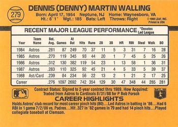 1989 Donruss #279 Denny Walling Back