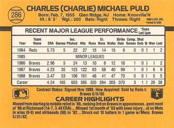 1989 Donruss #286 Charlie Puleo Back