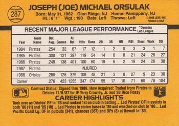 1989 Donruss #287 Joe Orsulak Back