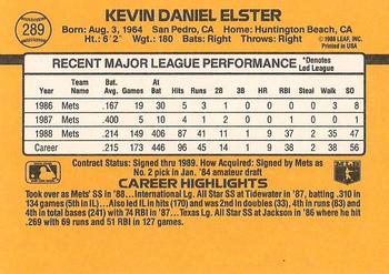 1989 Donruss #289 Kevin Elster Back