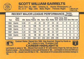 1989 Donruss #295 Scott Garrelts Back