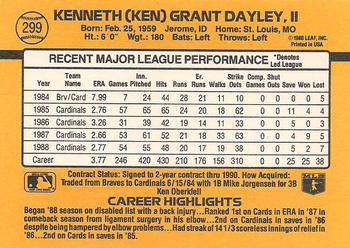 1989 Donruss #299 Ken Dayley Back