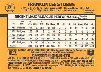 1989 Donruss #321 Franklin Stubbs Back