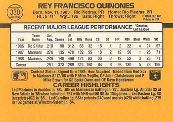 1989 Donruss #330 Rey Quinones Back