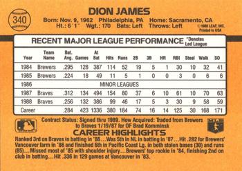 1989 Donruss #340 Dion James Back