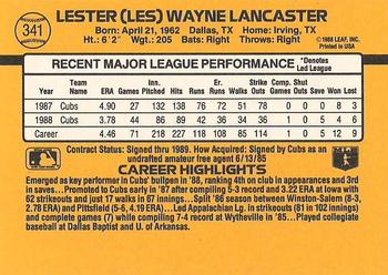 1989 Donruss #341 Les Lancaster Back