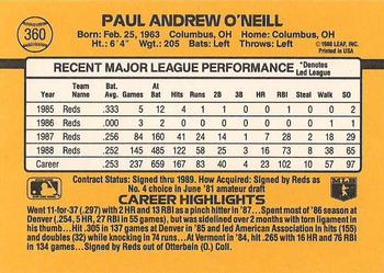 1989 Donruss #360 Paul O'Neill Back