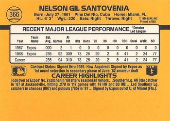 1989 Donruss #366 Nelson Santovenia Back