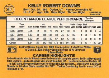 1989 Donruss #367 Kelly Downs Back