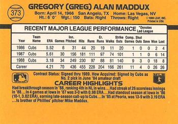 1989 Donruss #373 Greg Maddux Back