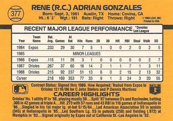 1989 Donruss #377 R.C. Gonzales Back