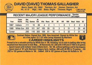 1989 Donruss #384 Dave Gallagher Back