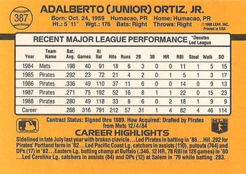 1989 Donruss #387 Junior Ortiz Back