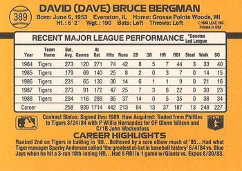 1989 Donruss #389 Dave Bergman Back