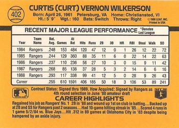 1989 Donruss #402 Curtis Wilkerson Back