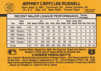 1989 Donruss #403 Jeff Russell Back